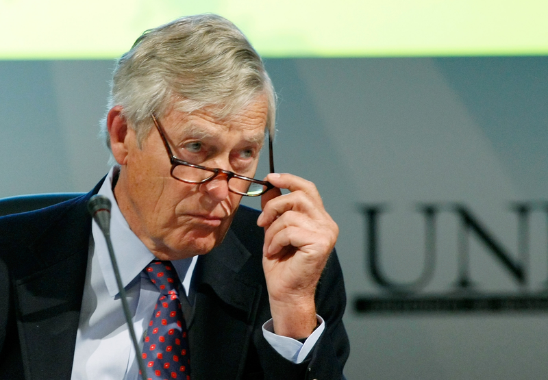 Former U.S. Sen. Tim Wirth attends the National Clean Energy Summit 2.0 at the Cox Pavilion at UNLV August 10, 2009 in Las Vegas, Nevada. (